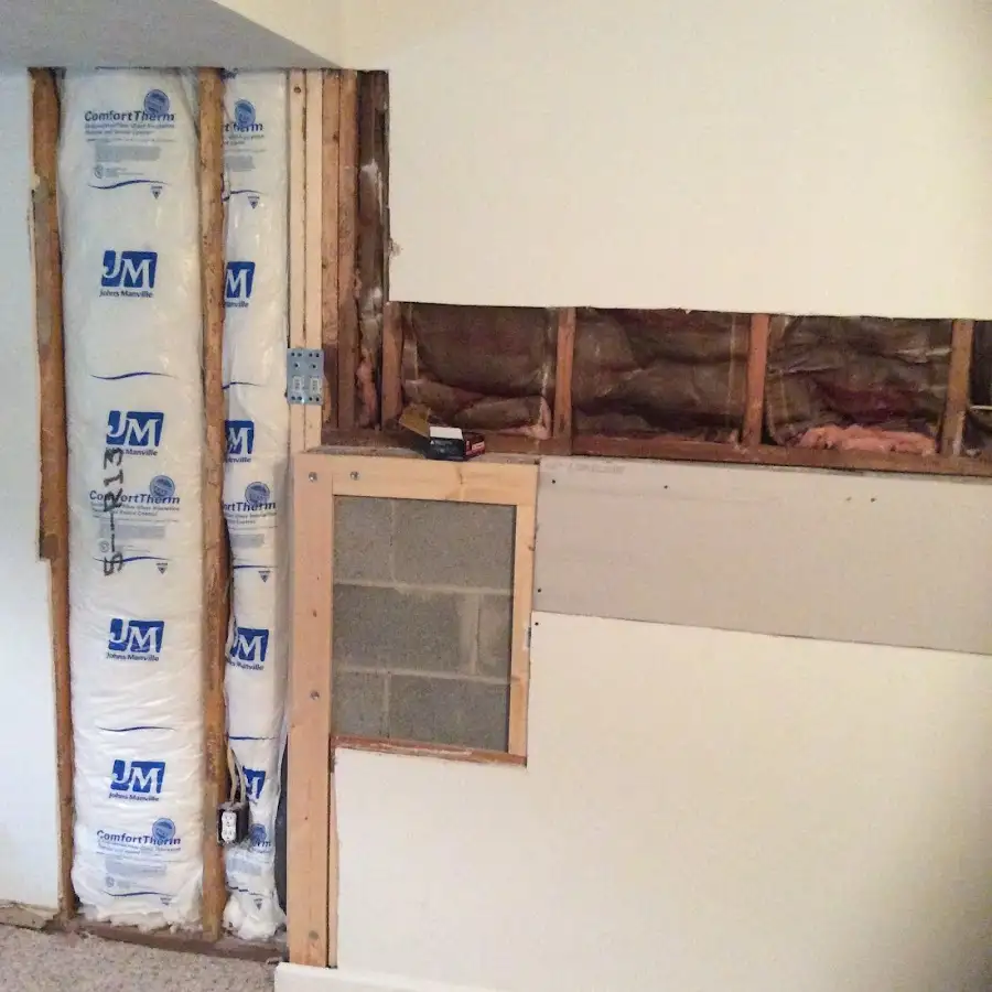 Wall insulation replacement during Basement Flood Cleanup in Haddonfield